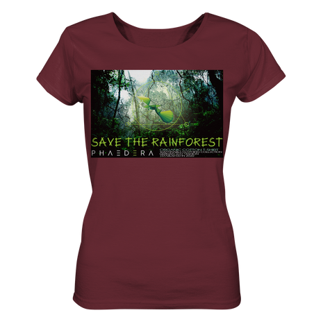 Nachhaltiges T-Shirt Damen | 100% Bio-Baumwolle | Rainforest (Burgund) | Phaedera UG