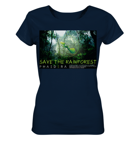 Nachhaltiges T-Shirt Damen | 100% Bio-Baumwolle | Rainforest (Navyblau) | Phaedera UG