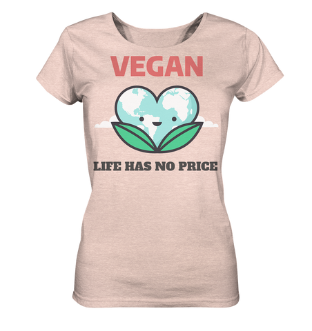 Nachhaltiges T-Shirt Damen | aus fairer Bio-Baumwolle | Vegan (Creme-Pink meliert) | Phaedera UG