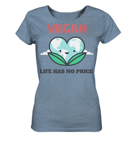 Nachhaltiges T-Shirt Damen | aus fairer Bio-Baumwolle | Vegan (Mittelblau meliert) | Phaedera UG