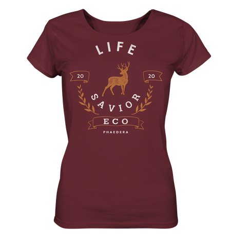 Nachhaltiges T-Shirt Damen | fair vegan Bio-Baumwolle | Savior (Burgund) | Phaedera UG