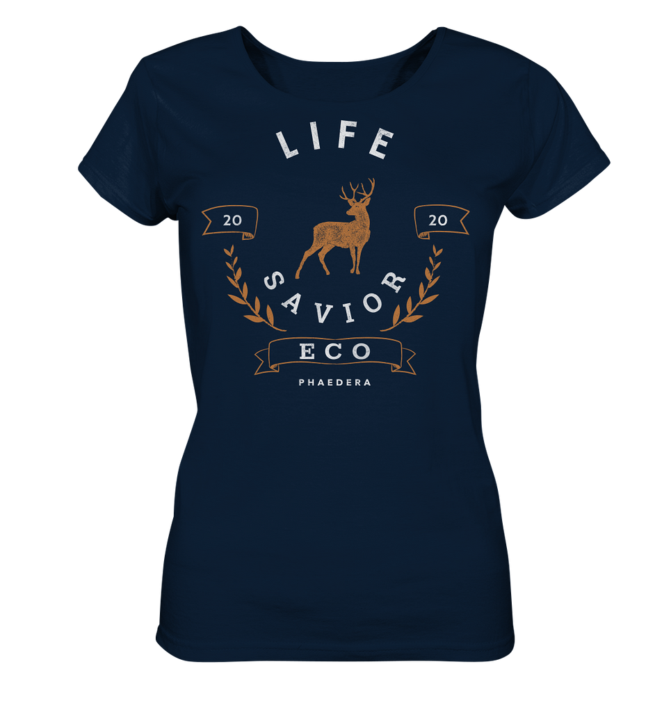 Nachhaltiges T-Shirt Damen | fair vegan Bio-Baumwolle | Savior (Navyblau) | Phaedera UG