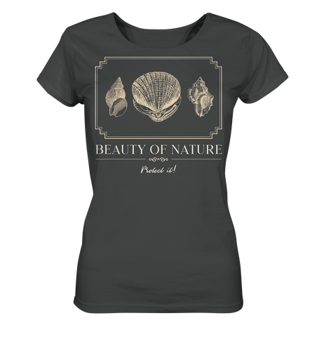 Nachhaltiges T-Shirt Damen | fair, vegan Bio-Baumwolle | Strand (Anthrazit) | Phaedera UG