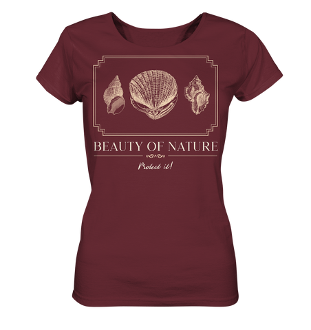 Nachhaltiges T-Shirt Damen | fair, vegan Bio-Baumwolle | Strand (Burgund) | Phaedera UG