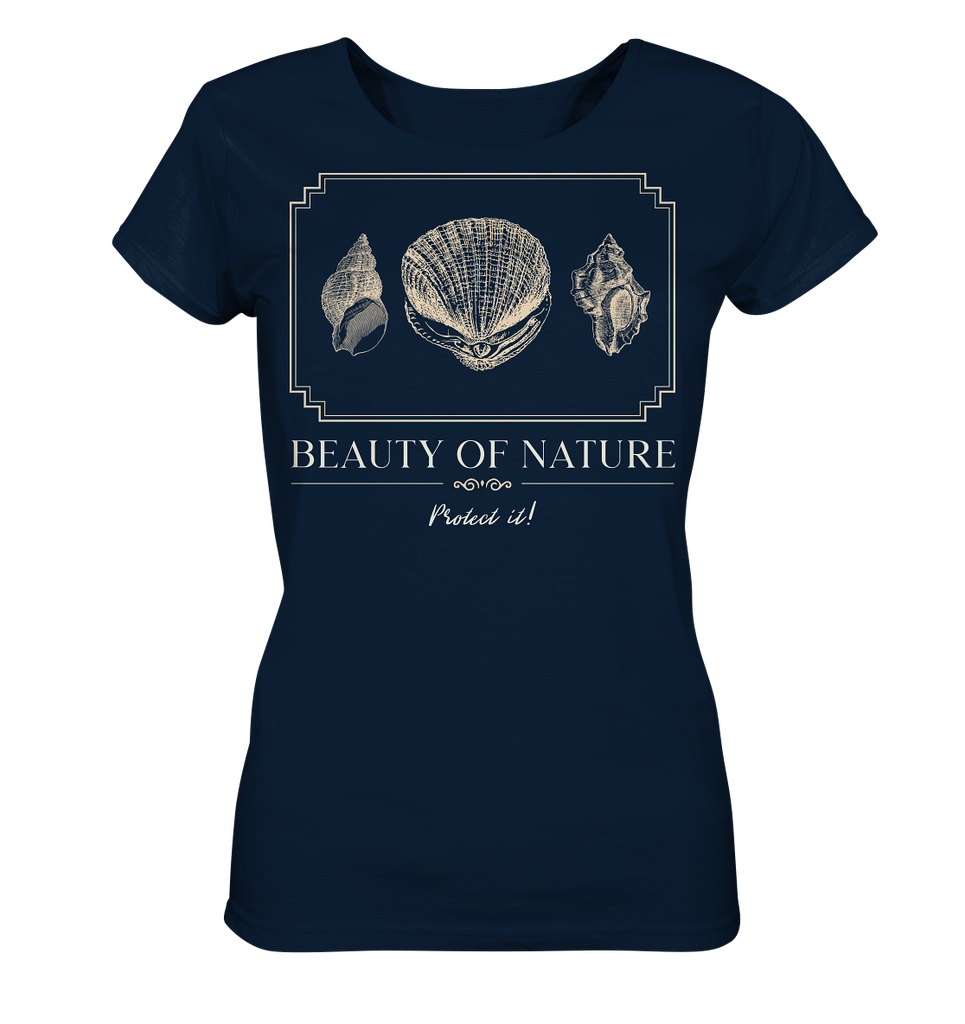 Nachhaltiges T-Shirt Damen | fair, vegan Bio-Baumwolle | Strand (Navyblau) | Phaedera UG
