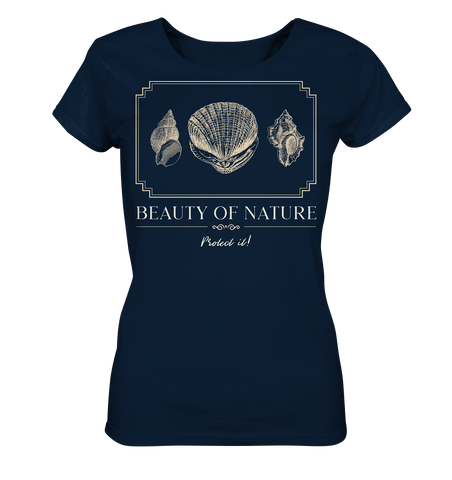 Nachhaltiges T-Shirt Damen | fair, vegan Bio-Baumwolle | Strand (Navyblau) | Phaedera UG
