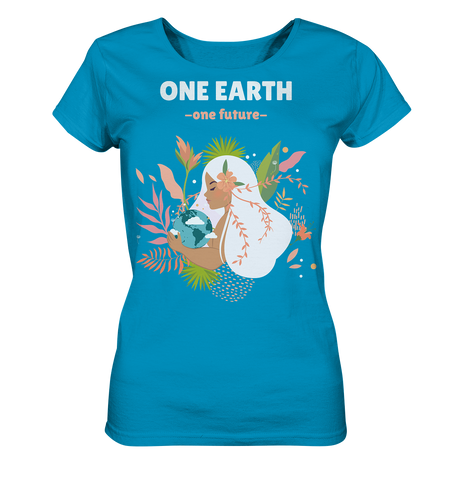 Nachhaltiges T-Shirt Damen | fair, vegan, nachhaltig | One Earth (Azur) | Phaedera UG