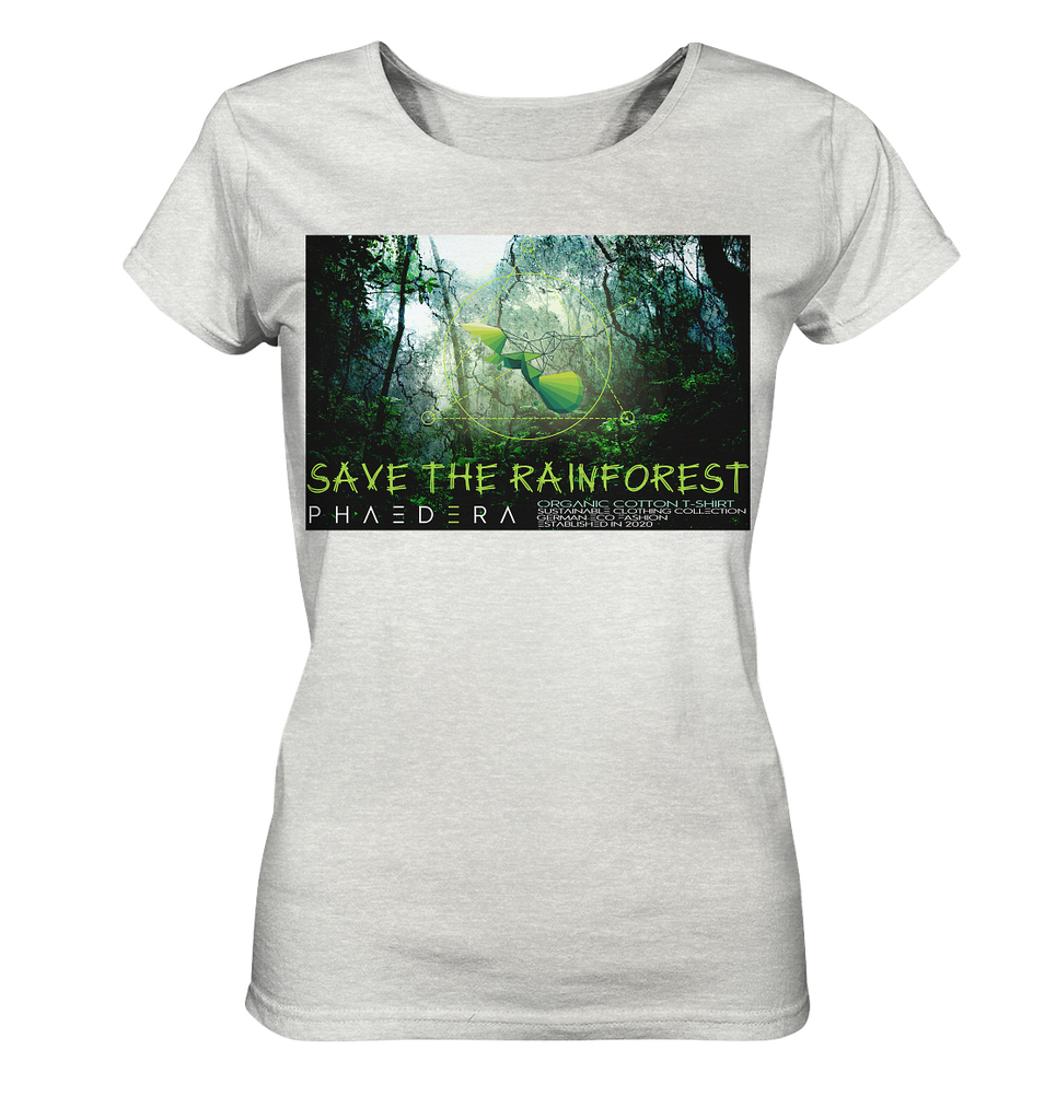 Nachhaltiges T-Shirt Damen | fairer Bio-Baumwolle | Rainforest (Creme-Grau meliert) | Phaedera UG