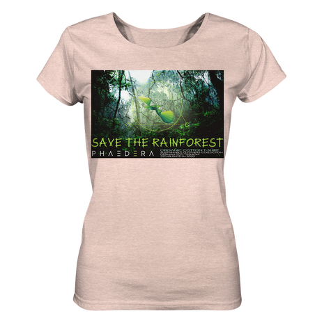 Nachhaltiges T-Shirt Damen | fairer Bio-Baumwolle | Rainforest (Creme-Pink meliert) | Phaedera UG