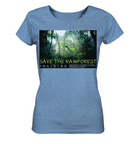Nachhaltiges T-Shirt Damen | fairer Bio-Baumwolle | Rainforest (Mittelblau meliert) | Phaedera UG