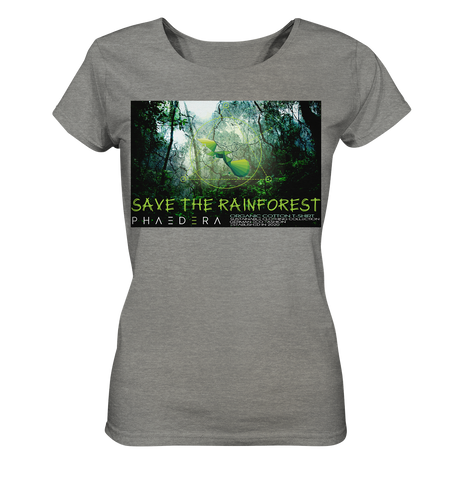 Nachhaltiges T-Shirt Damen | fairer Bio-Baumwolle | Rainforest (Mittelgrau meliert) | Phaedera UG
