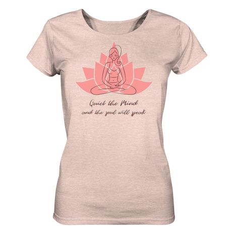 Nachhaltiges T-Shirt Damen (meliert) | fair vegan bio | Meditation (Creme-Pink meliert) | Phaedera UG