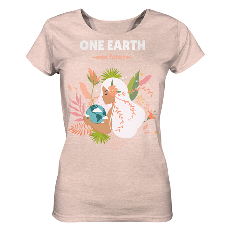 Nachhaltiges T-Shirt Damen meliert | fair, vegan, bio | One Earth (Creme-Pink meliert) | Phaedera UG
