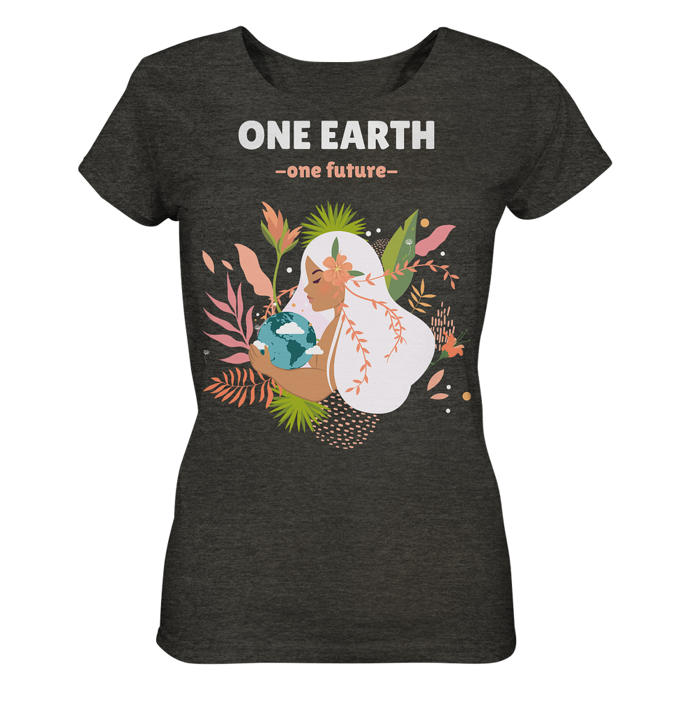 Nachhaltiges T-Shirt Damen meliert | fair, vegan, bio | One Earth (Dunkelgrau meliert) | Phaedera UG