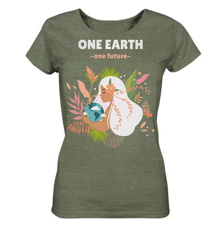 Nachhaltiges T-Shirt Damen meliert | fair, vegan, bio | One Earth (Mittelkhaki meliert) | Phaedera UG