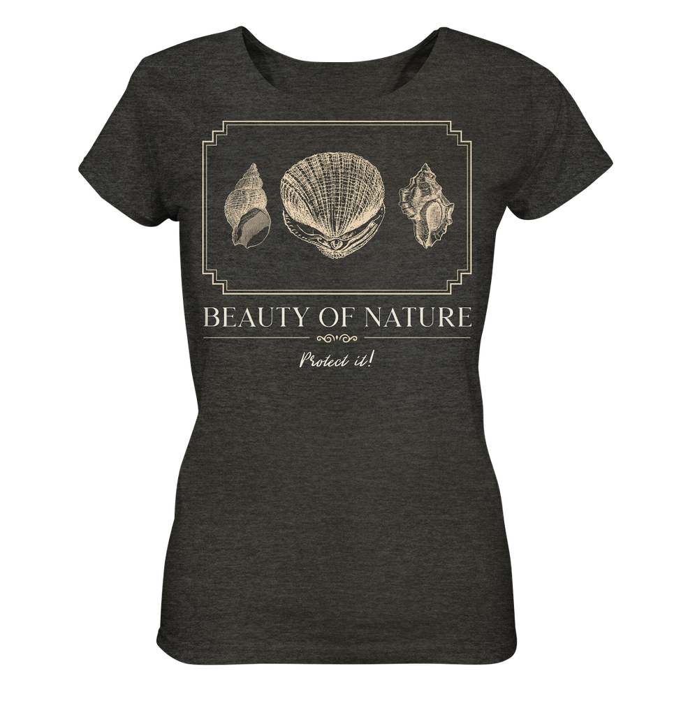 Nachhaltiges T-Shirt Damen (meliert) | fair, vegan & bio | Strand (Dunkelgrau meliert) | Phaedera UG