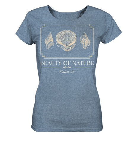 Nachhaltiges T-Shirt Damen (meliert) | fair, vegan & bio | Strand (Mittelblau meliert) | Phaedera UG
