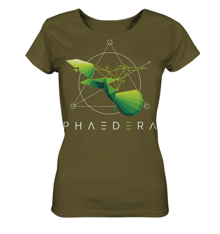 Nachhaltiges T-Shirt für Damen | faire Bio-Baumwolle | Kolibri H (Britisch-Khaki) | Phaedera UG