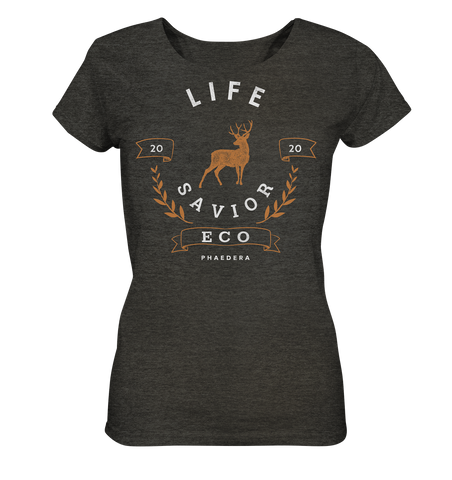 Nachhaltiges T-Shirt für Damen meliert | fair, vegan, bio | Savior (Dunkelgrau meliert) | Phaedera UG