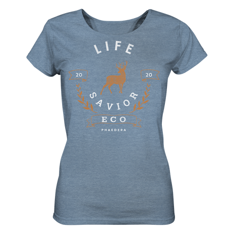 Nachhaltiges T-Shirt für Damen meliert | fair, vegan, bio | Savior (Mittelblau meliert) | Phaedera UG