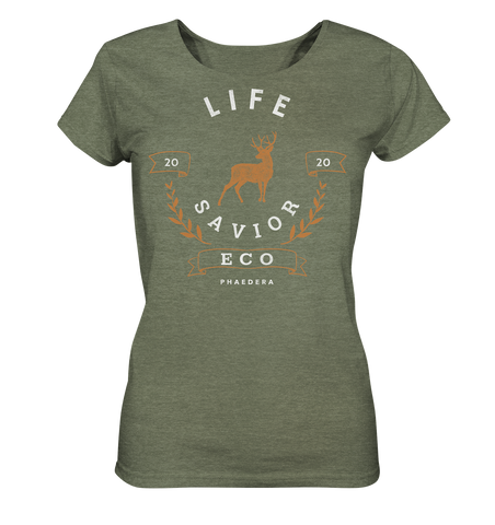 Nachhaltiges T-Shirt für Damen meliert | fair, vegan, bio | Savior (Mittelkhaki meliert) | Phaedera UG
