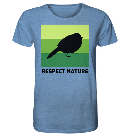 Nachhaltiges T-Shirt (meliert) | bio, fair & vegan | Nature (Mittelblau meliert) | Phaedera UG