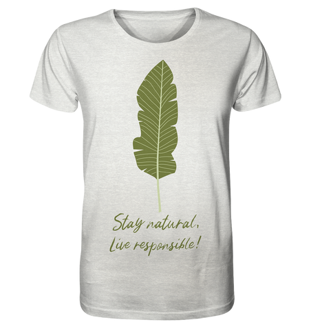 Nachhaltiges T-Shirt meliert | fair vegan Bio Baumwolle | Natural (Creme-Grau meliert) | Phaedera UG