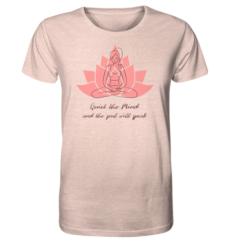 Nachhaltiges T-Shirt (meliert) | faire Bio-Baumwolle | Meditation (Creme-Pink meliert) | Phaedera UG