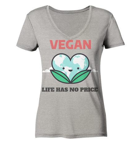 Nachhaltiges T-Shirt V-Ausschnitt Damen Bio-Baumwolle | Vegan (Grau meliert) | Phaedera UG
