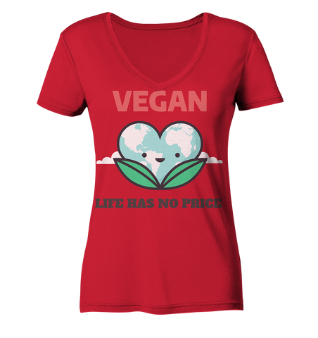 Nachhaltiges T-Shirt V-Ausschnitt Damen Bio-Baumwolle | Vegan (Rot) | Phaedera UG