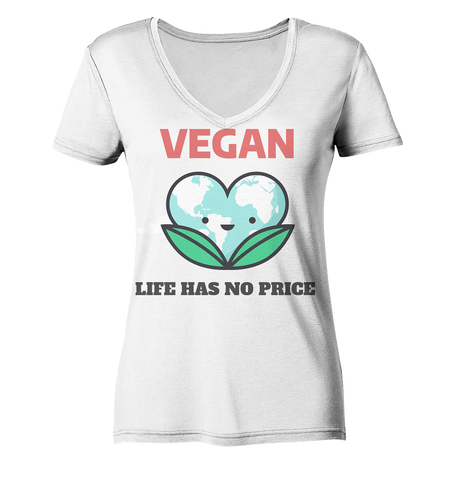 Nachhaltiges T-Shirt V-Ausschnitt Damen Bio-Baumwolle | Vegan (Weiß) | Phaedera UG
