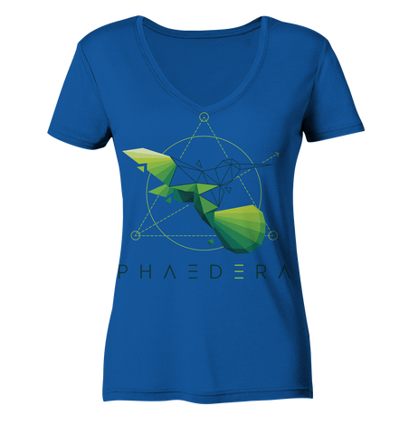 Nachhaltiges T-Shirt V-Ausschnitt Damen | bio, vegan | Kolibri D (Königsblau) | Phaedera UG