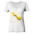 Nachhaltiges T-Shirt V-Ausschnitt Damen | bio, vegan | Kolibri G (Weiß) | Phaedera UG