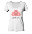 Nachhaltiges T-Shirt V-Ausschnitt Damen bio, vegan | Meditation (Weiß) | Phaedera UG