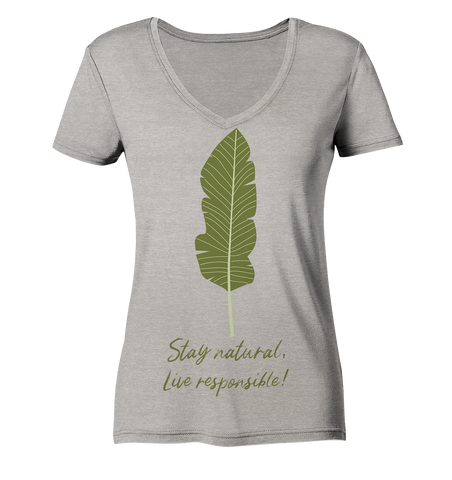 Nachhaltiges T-Shirt V-Ausschnitt Damen | bio, vegan | Natural (Grau meliert) | Phaedera UG