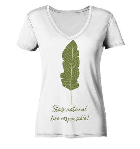 Nachhaltiges T-Shirt V-Ausschnitt Damen | bio, vegan | Natural (Weiß) | Phaedera UG