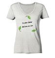Nachhaltiges T-Shirt V-Ausschnitt Damen | bio, vegan | Recyceln (Creme-Grau meliert) | Phaedera UG