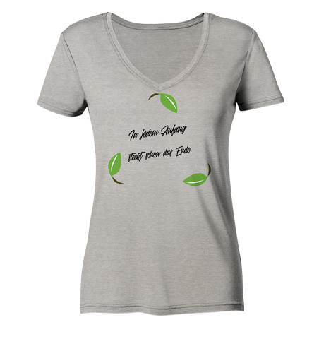 Nachhaltiges T-Shirt V-Ausschnitt Damen | bio, vegan | Recyceln (Grau meliert) | Phaedera UG
