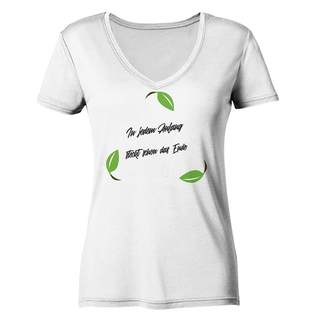 Nachhaltiges T-Shirt V-Ausschnitt Damen | bio, vegan | Recyceln (Weiß) | Phaedera UG