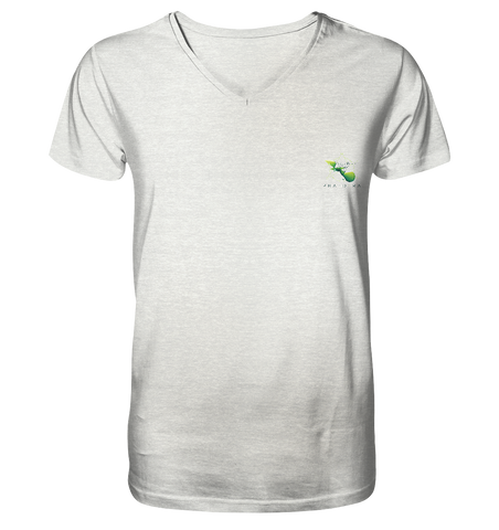 Nachhaltiges T-Shirt V-Ausschnitt Herren Bio-Baumwolle | Basics (Creme-Grau meliert) | Phaedera UG