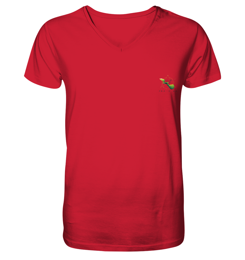 Nachhaltiges T-Shirt V-Ausschnitt Herren Bio-Baumwolle | Basics (Rot) | Phaedera UG