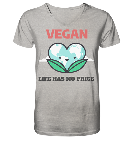 Nachhaltiges T-Shirt V-Ausschnitt Herren Bio-Baumwolle | Vegan (Grau meliert) | Phaedera UG