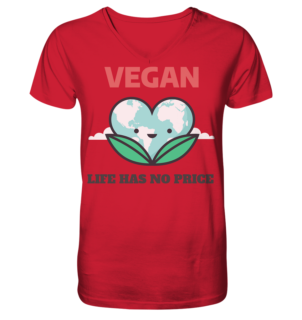 Nachhaltiges T-Shirt V-Ausschnitt Herren Bio-Baumwolle | Vegan (Rot) | Phaedera UG