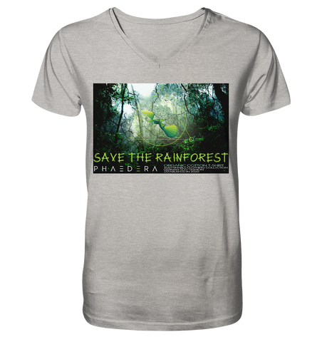 Nachhaltiges T-Shirt V-Ausschnitt Herren | bio & fair | Rainforest (Grau meliert) | Phaedera UG