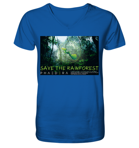Nachhaltiges T-Shirt V-Ausschnitt Herren | bio & fair | Rainforest (Königsblau) | Phaedera UG