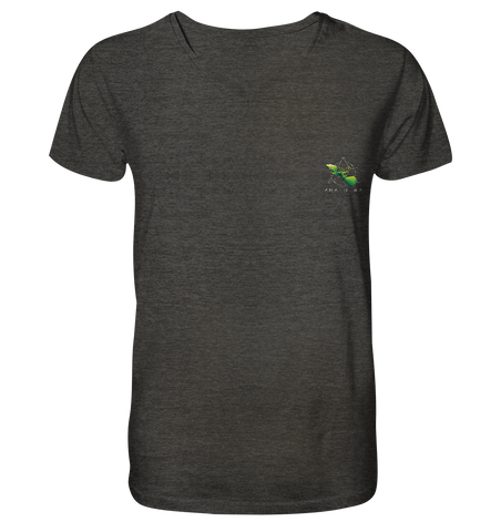 Nachhaltiges T-Shirt V-Ausschnitt Herren | bio & vegan | Basics (Dunkelgrau meliert) | Phaedera UG
