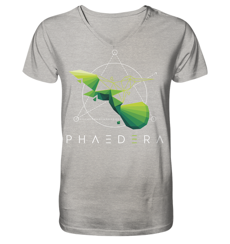 Nachhaltiges T-Shirt V-Ausschnitt Herren | bio & vegan | Kolibri H (Grau meliert) | Phaedera UG