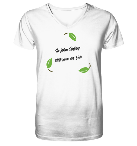 Nachhaltiges T-Shirt V-Ausschnitt Herren | bio, vegan | Recyceln (Weiß) | Phaedera UG