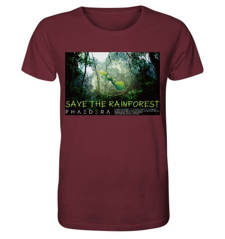 Nachhaltiges T-Shirt | vegane, faire Bio-Baumwolle | Rainforest (Burgund) | Phaedera UG