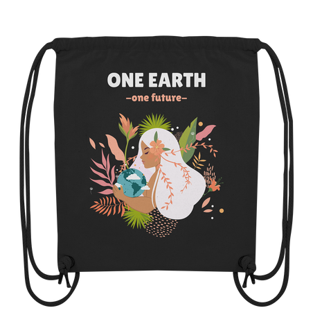 Sporttasche nachhaltig | fair & vegan Bio-Turnbeutel | One Earth (Schwarz) | Phaedera UG